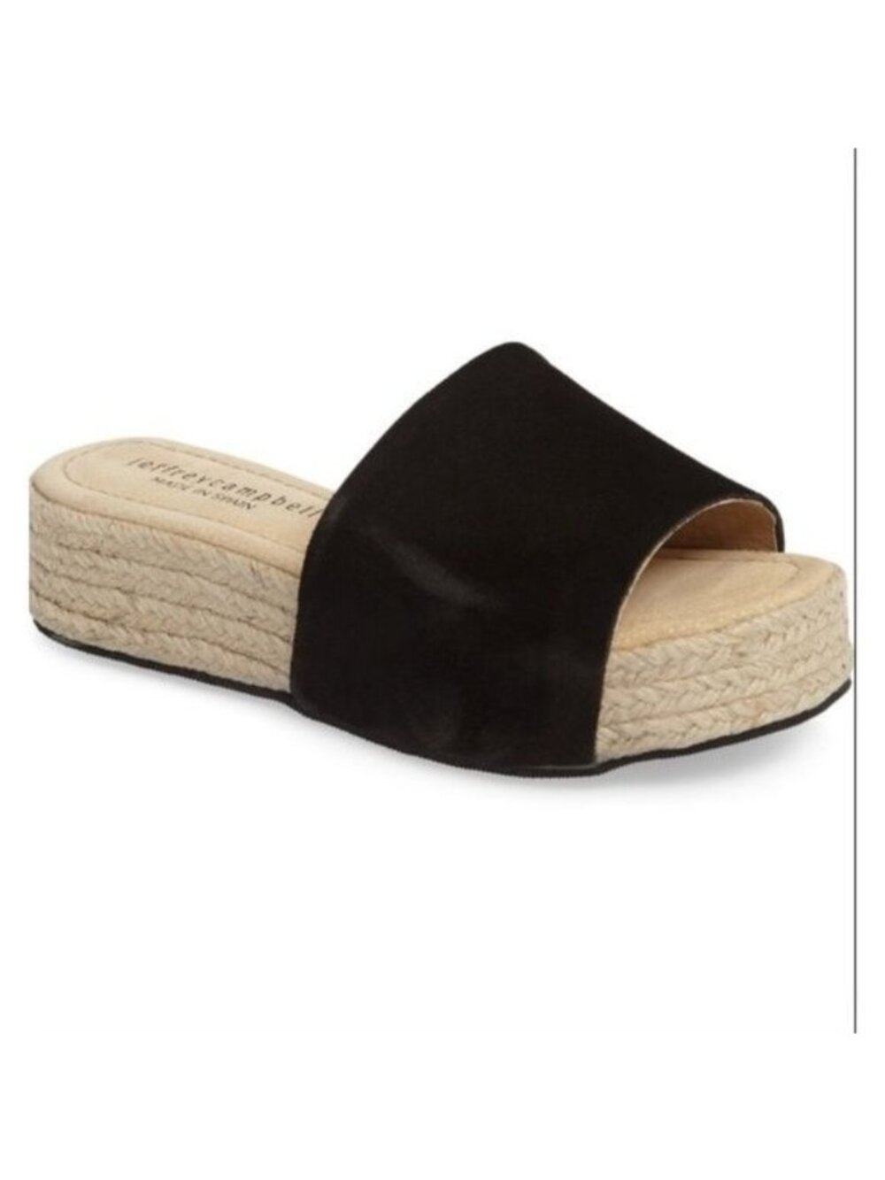 Jeffrey Campbell Black Suede Espadrille Slip-On Platform Sandals